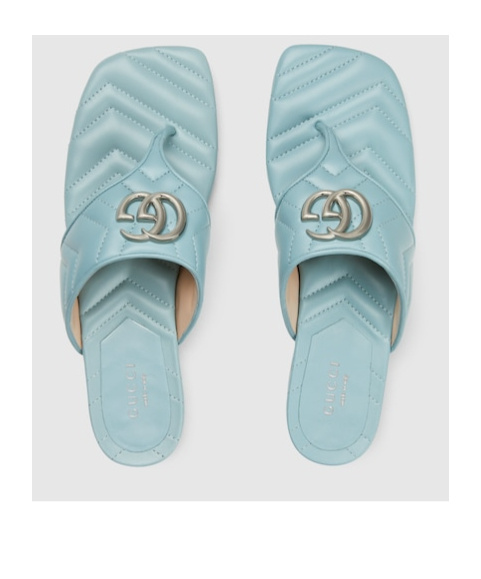 Gucci Double G-clip Toe Slippers In Blue