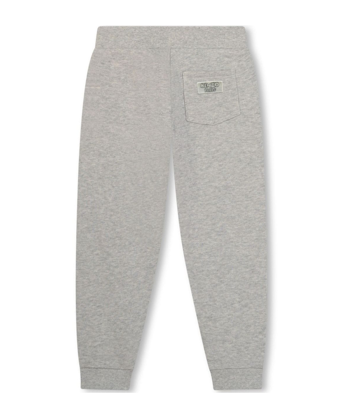 Kenzo Logo Embroidered Casual Pants In Gray