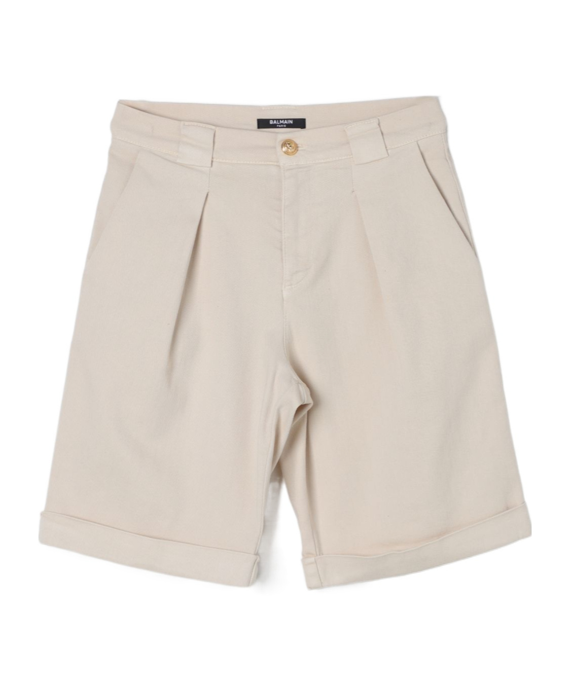 Balmain Pleated Twill Tailored Shorts In Nude