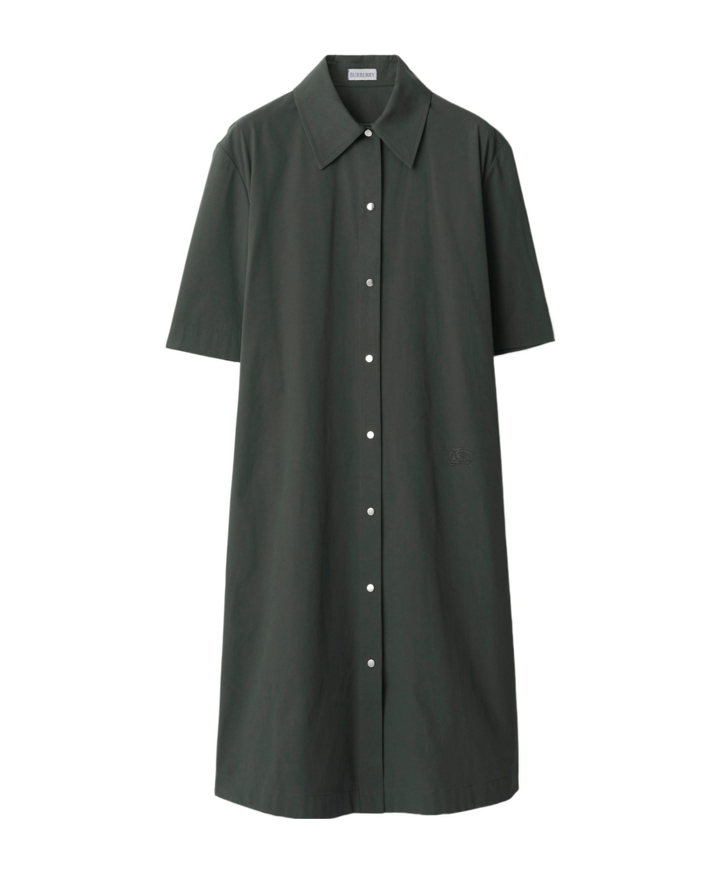 Burberry Straight-point Collar Cotton-blend Dress In Black