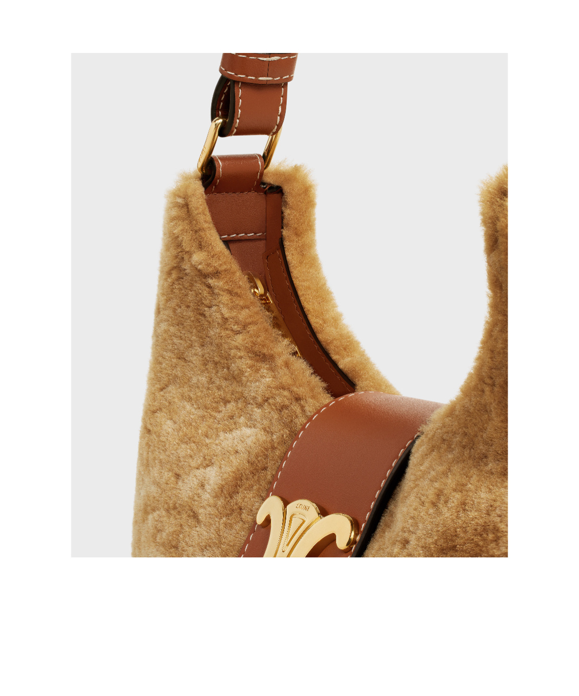 Celine Medium Ava Triomphe Handbag In Camel
