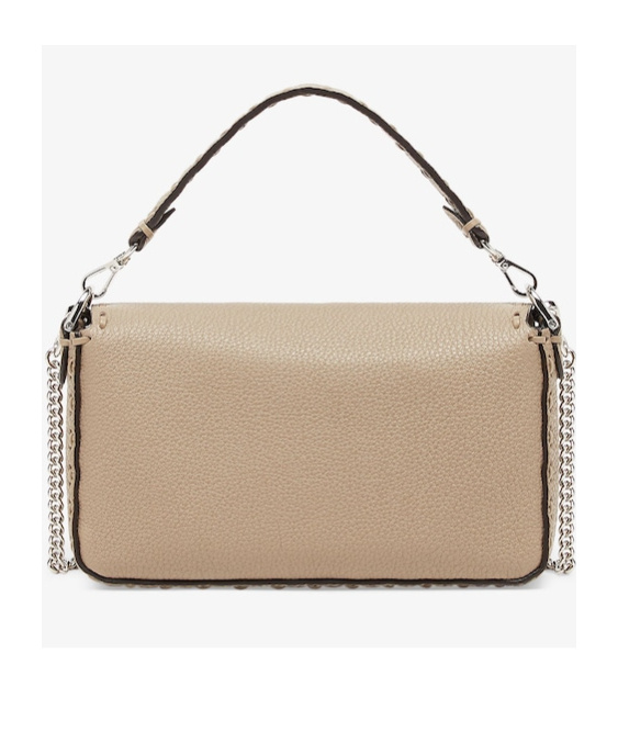 Shop Fendi Dove Gray Selleria Bag With 309 Hand-sewn Topstitches In Nude