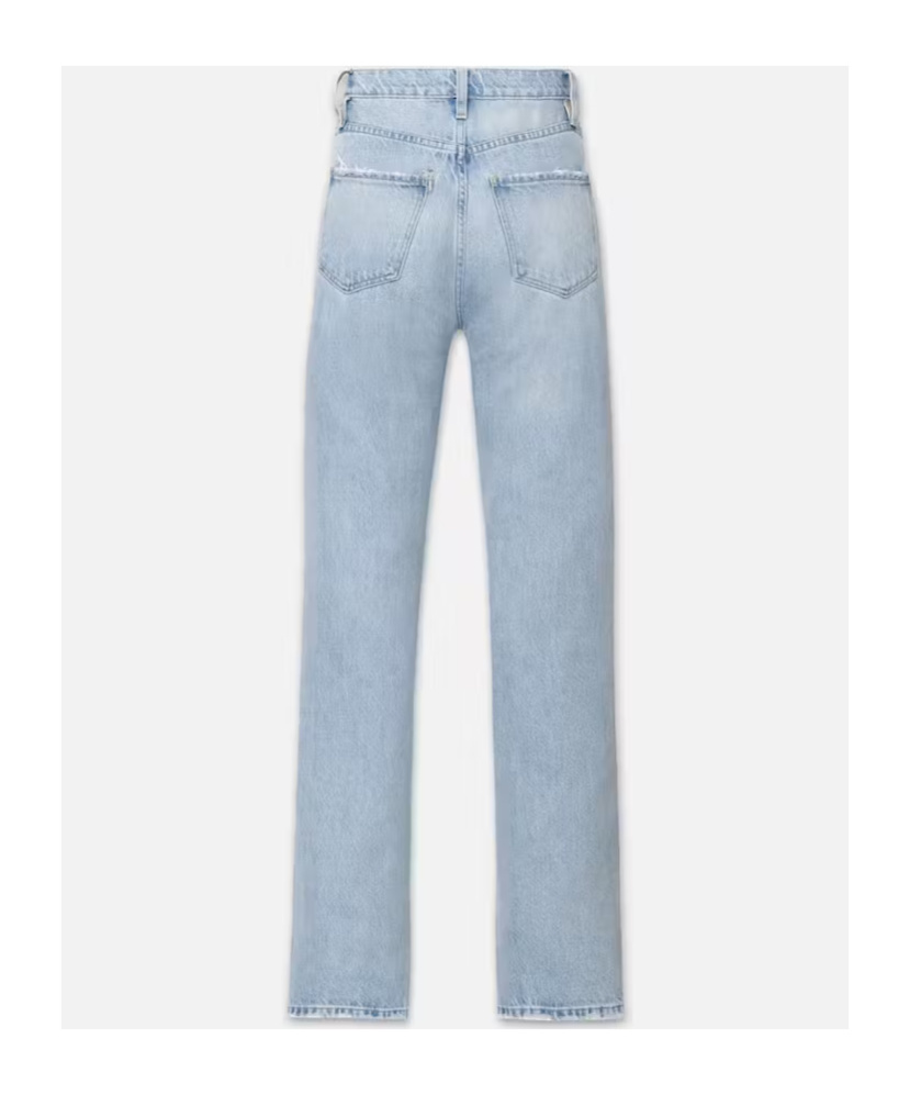 FRAME HIGH WAIST ZIPPER DENIM TROUSERS