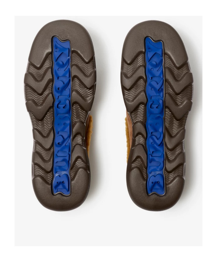 Burberry Stony Shearling-trim Suede Slippers In Black
