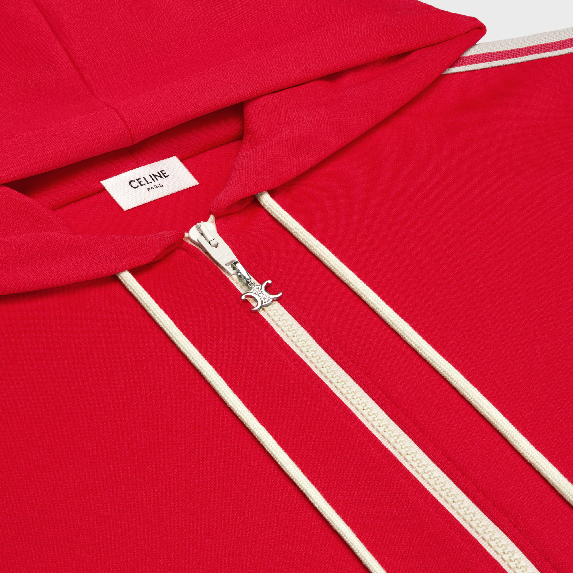 Celine Pull Rope Hooded Sweater In Red