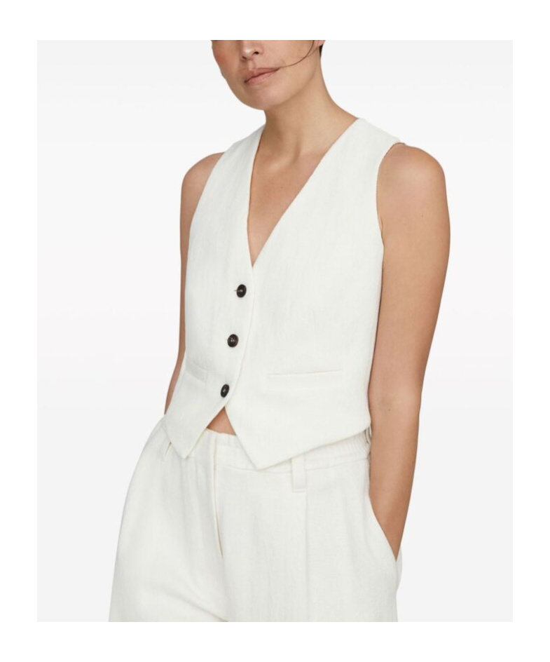 BRUNELLO CUCINELLI BRUNELLO CUCINELLI HERRINGBONE-PATTERN V-NECK BUTTON-DOWN GILET