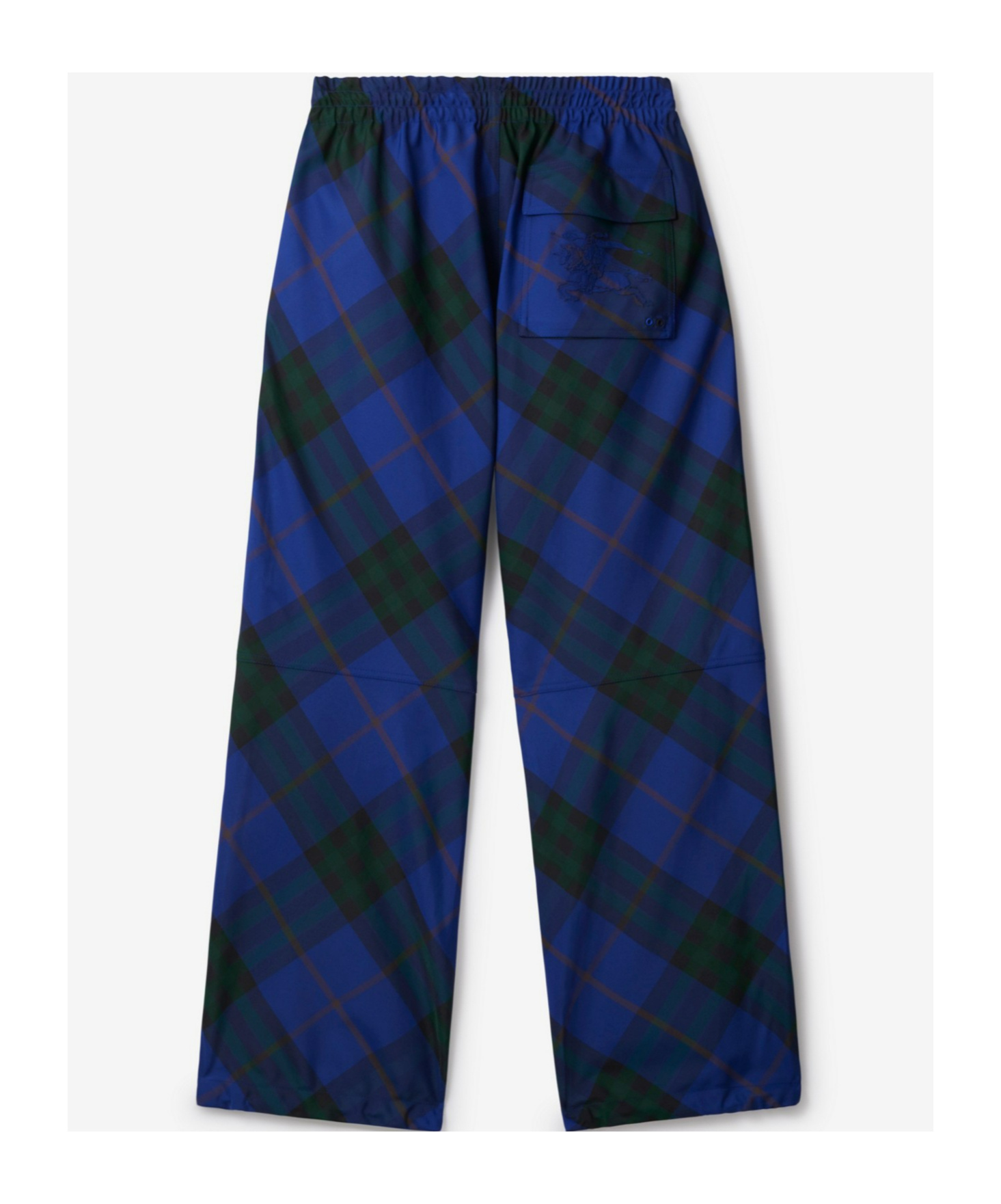 Burberry Ekd-embroidered Straight-leg Checkered Twill Trousers In Blue