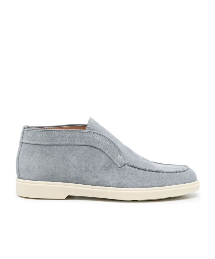 Santoni Slip-on Sneakers Suede Finish In Gray