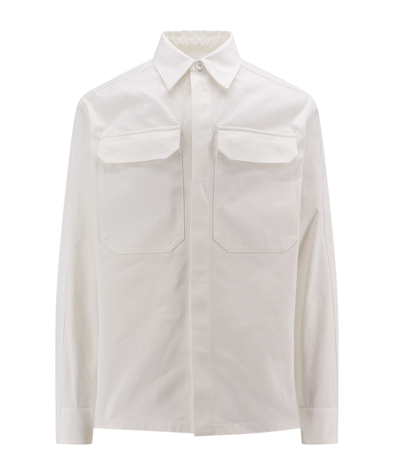 Jil Sander Long-sleeved Shirt With Flap Pockets In Neutral