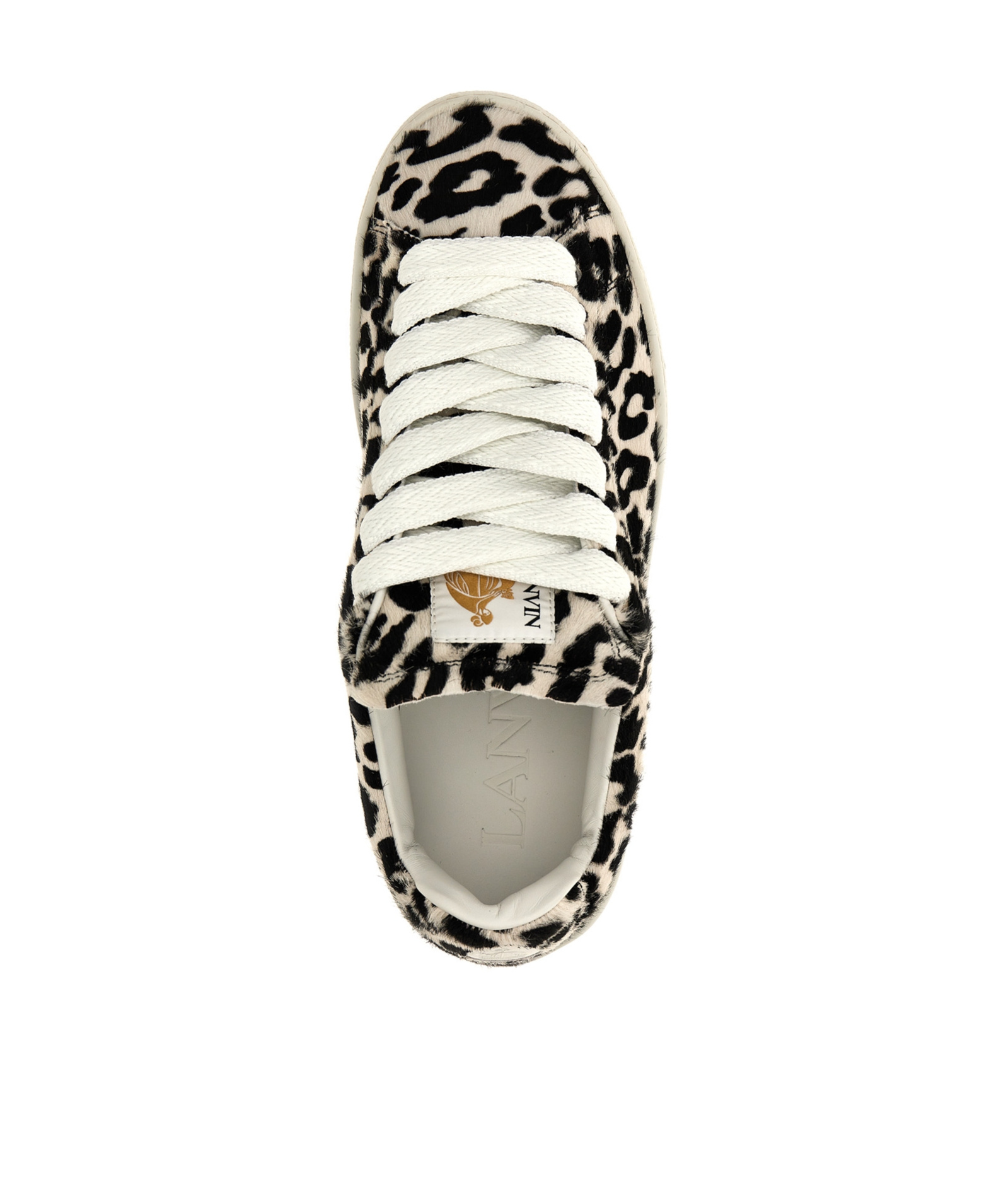Lanvin Curb Lite Leopard-printed Sneakers In White