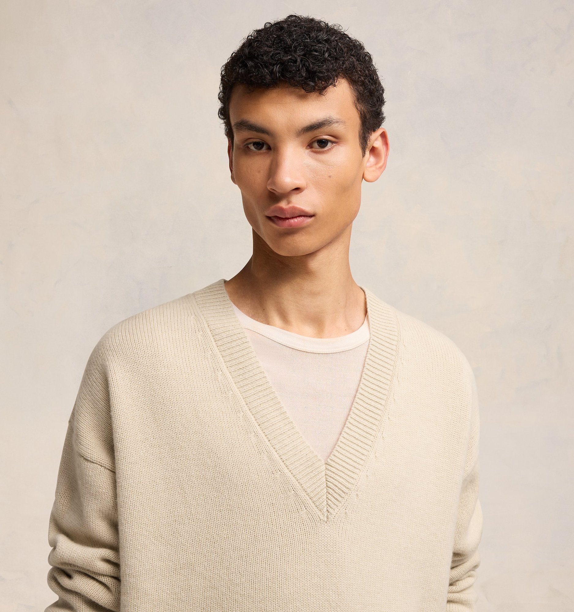 Ami Alexandre Mattiussi Ivory Wool Blend Sweater In Nude