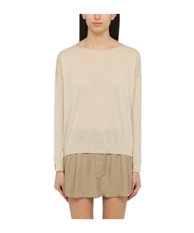 Roberto Collina Cream-coloured Wool Sweater In Nude