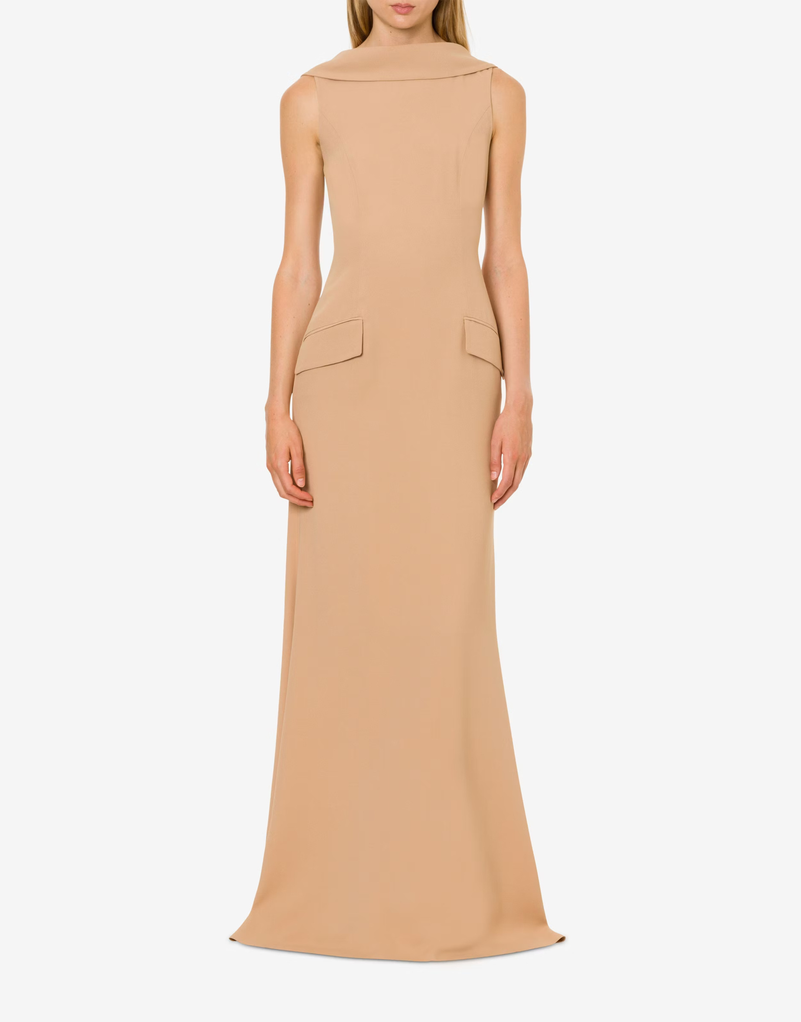 Alberta Ferretti Ruffled Flared Maxi Dress In Nude