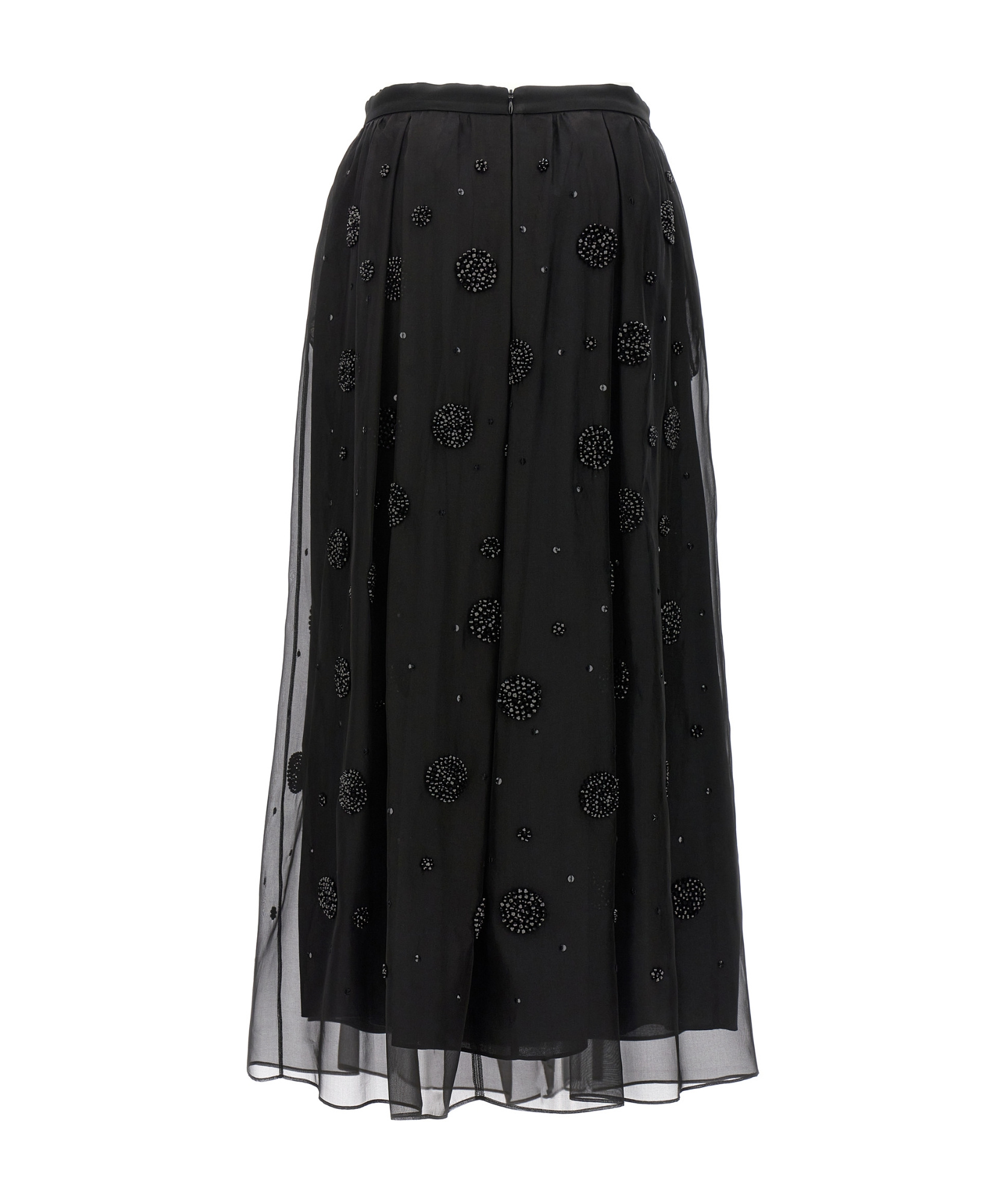 Max Mara All-over Embellished Long Skirt In Black