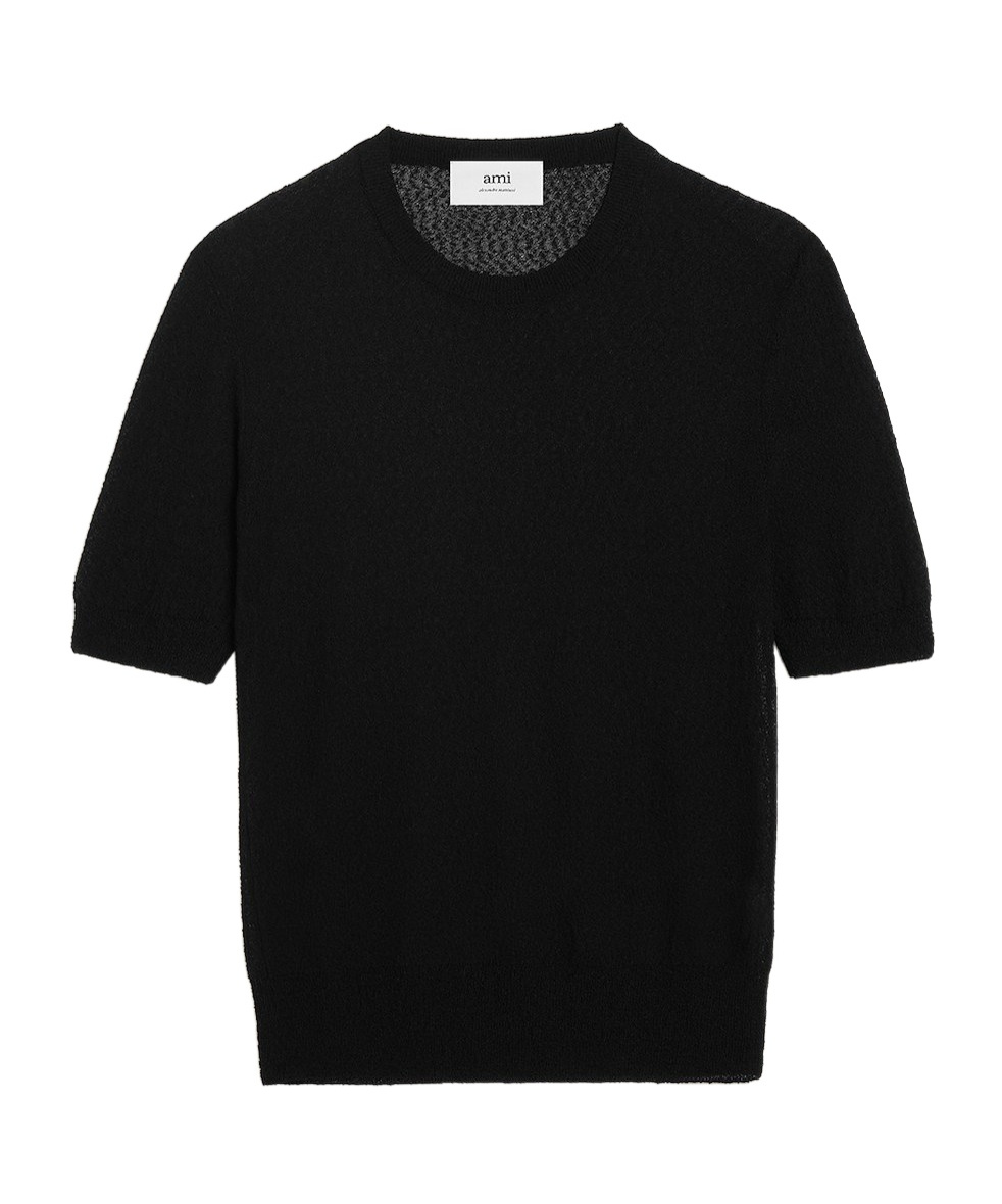 Shop Ami Alexandre Mattiussi Ami Crewneck Knitted T-shirt In Black