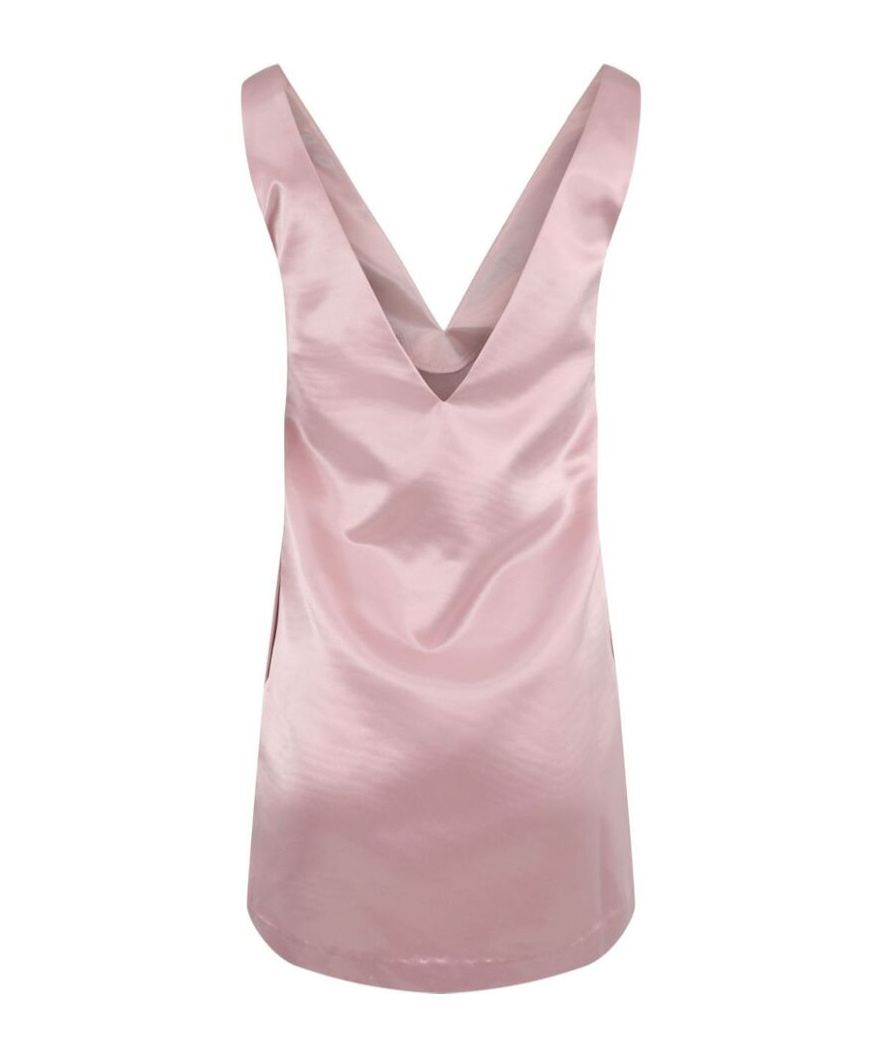 Staud V-neck Satin Mini Dress In Pink
