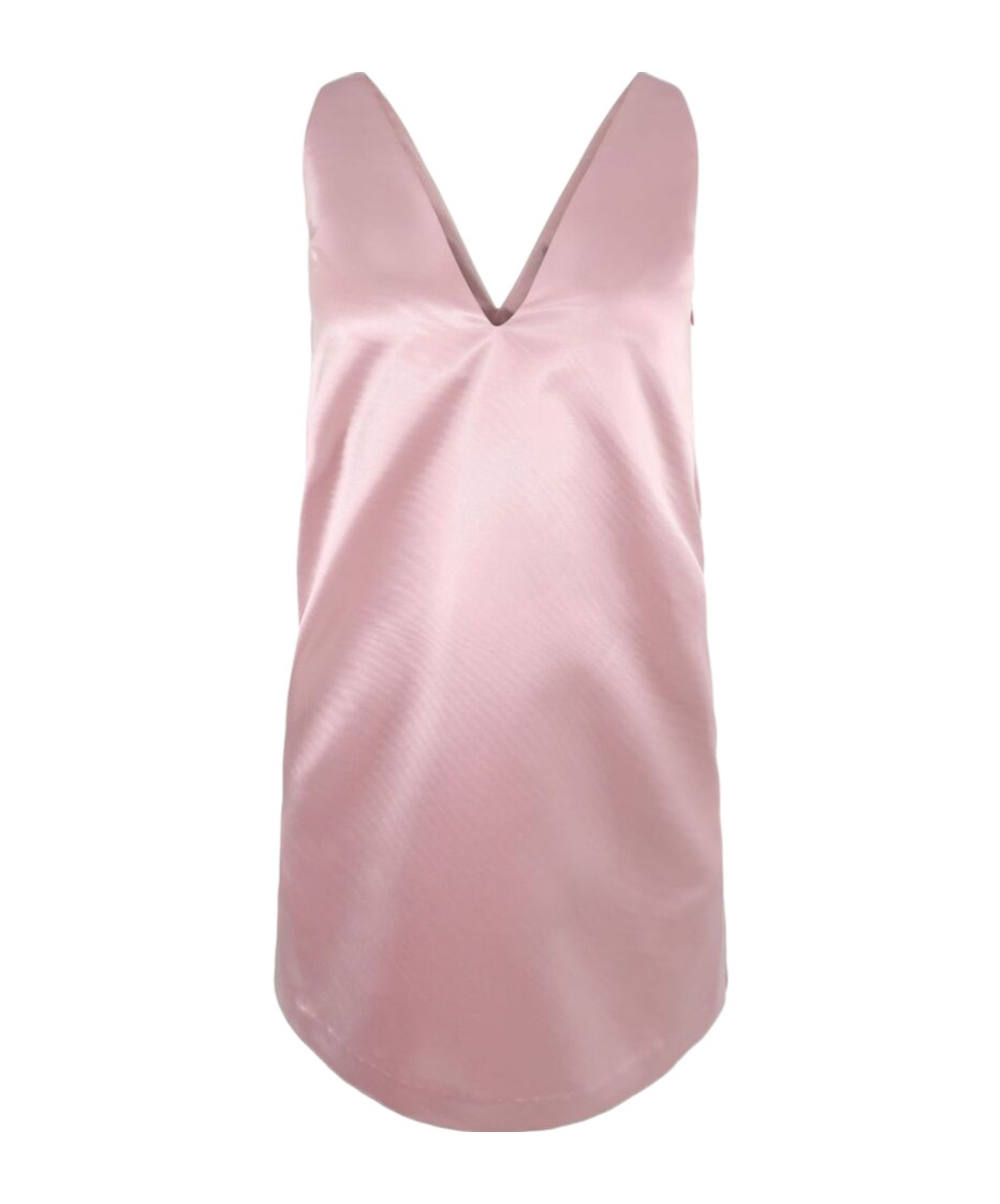 Staud V-neck Satin Mini Dress In Pink