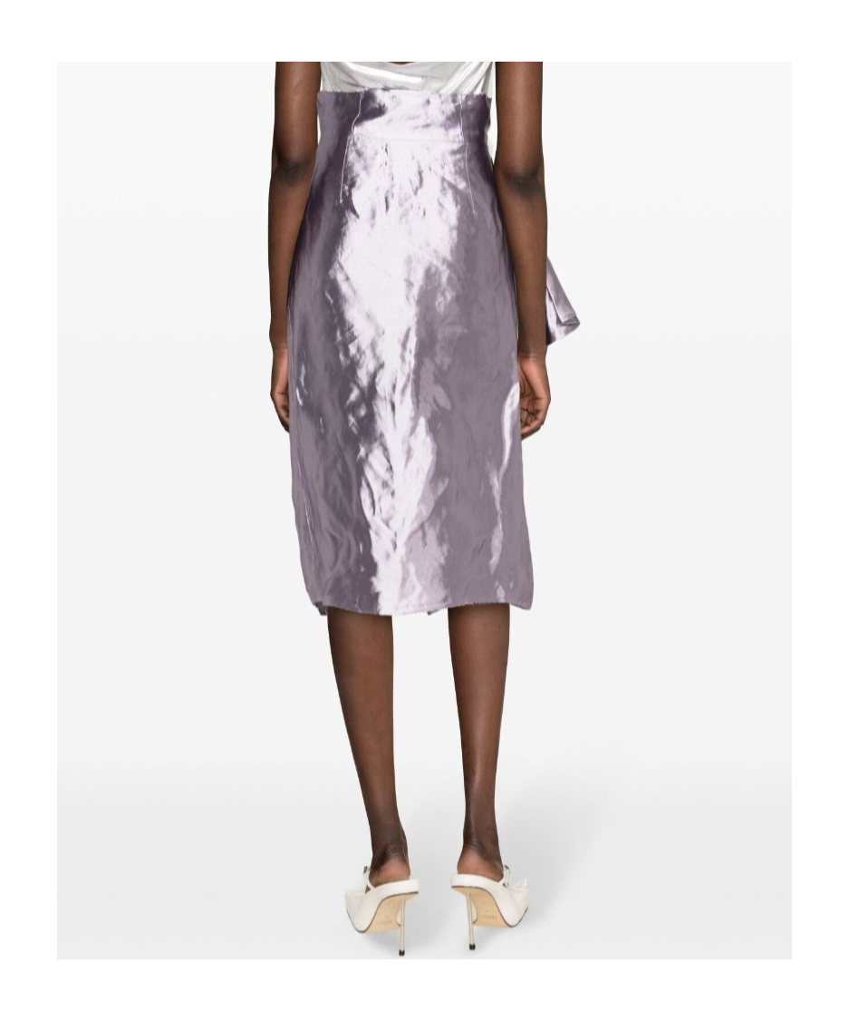 Maison Margiela Drape-detailed Satin Midi Skirt In Purple