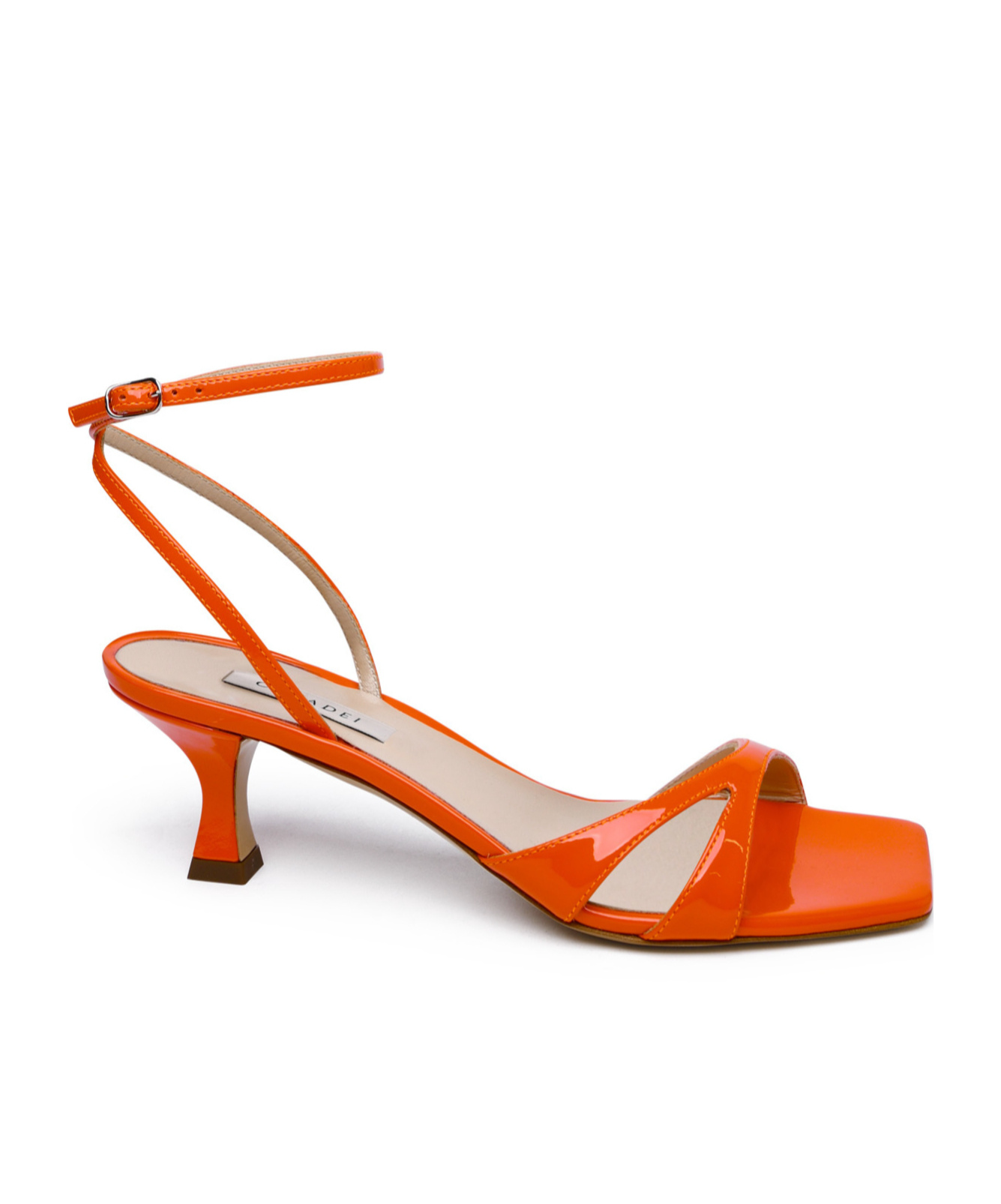Casadei Square Head Clasp High-heeled Sandals In Orange