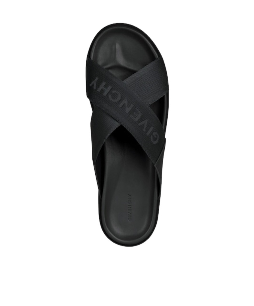 GIVENCHY G PLAGE FLAT SANDALS WITH CROSSED STRAPS IN WEBBING