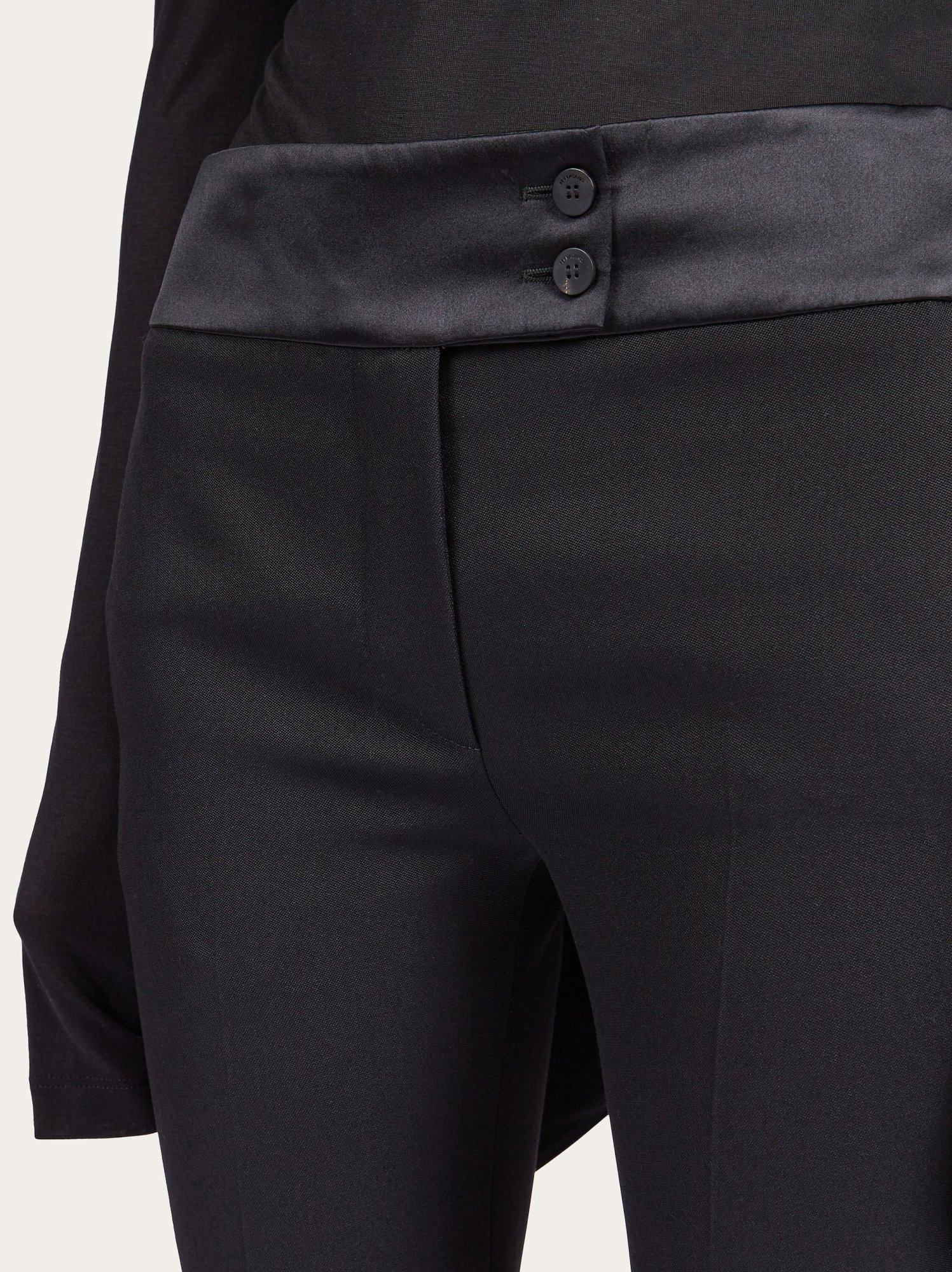 Shop Ferragamo Front Crease Shearing Casual Trousers In Black