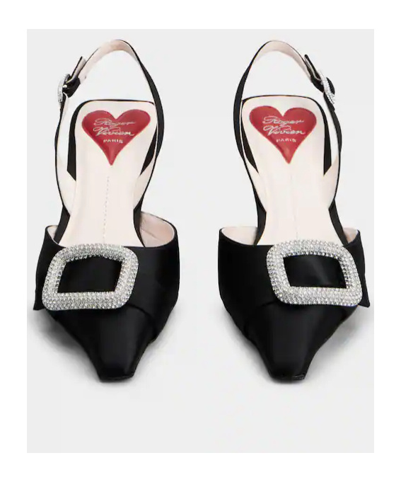 Roger Vivier 55mm Dorsay Satin Slingback Pumps In Black