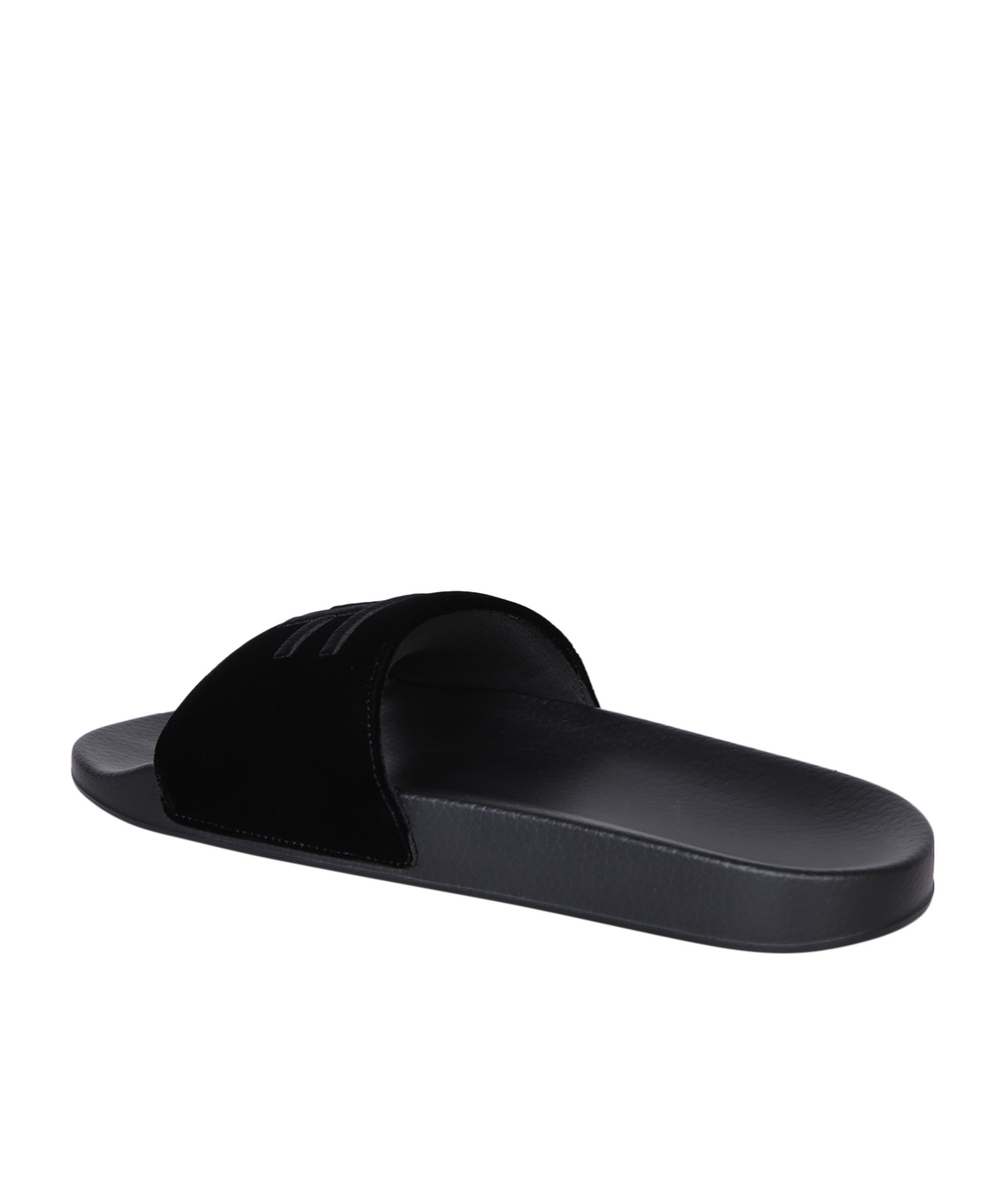 Tom Ford Logo Embroidered Open-toe Velvet Slides In Black