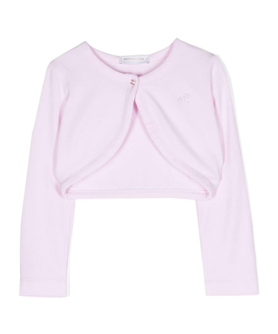 Monnalisa Round-neck Cropped Cardigan In White