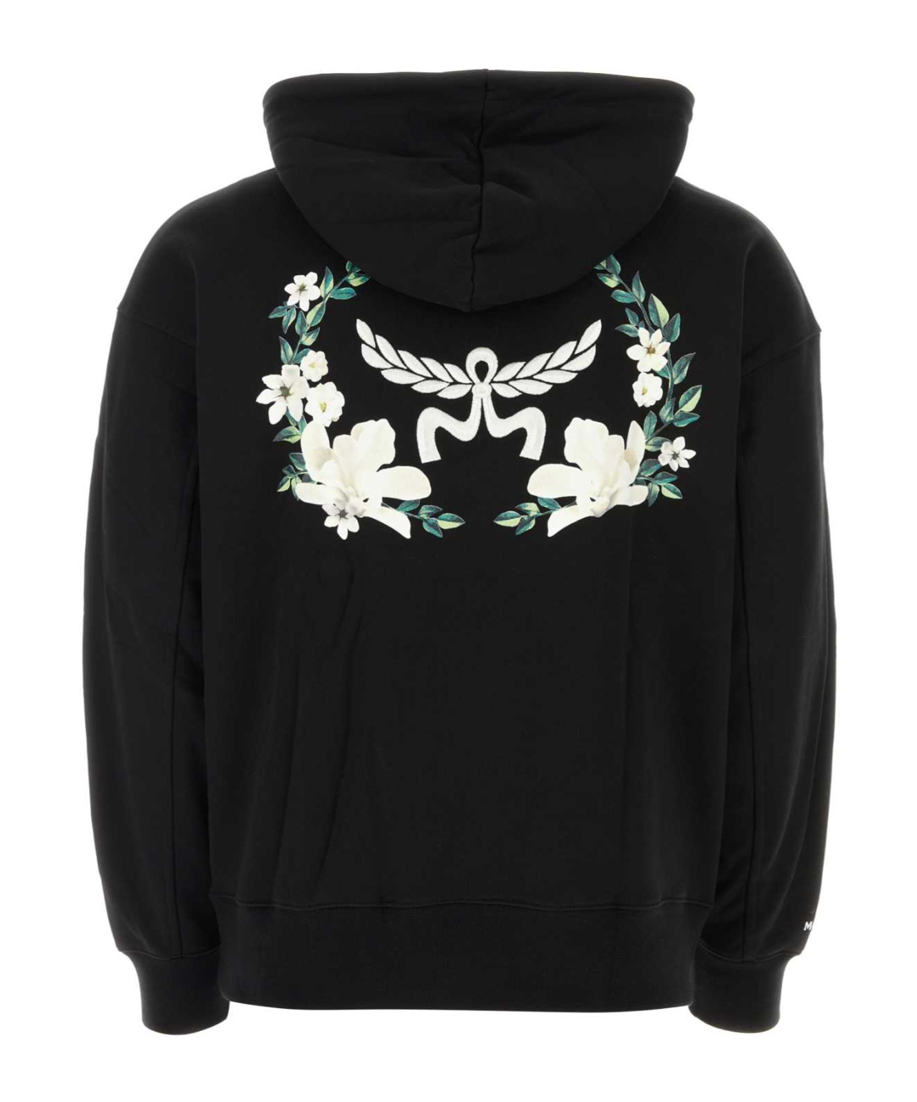 Mcm Logo Detailed Drawstring Hoodie In Black