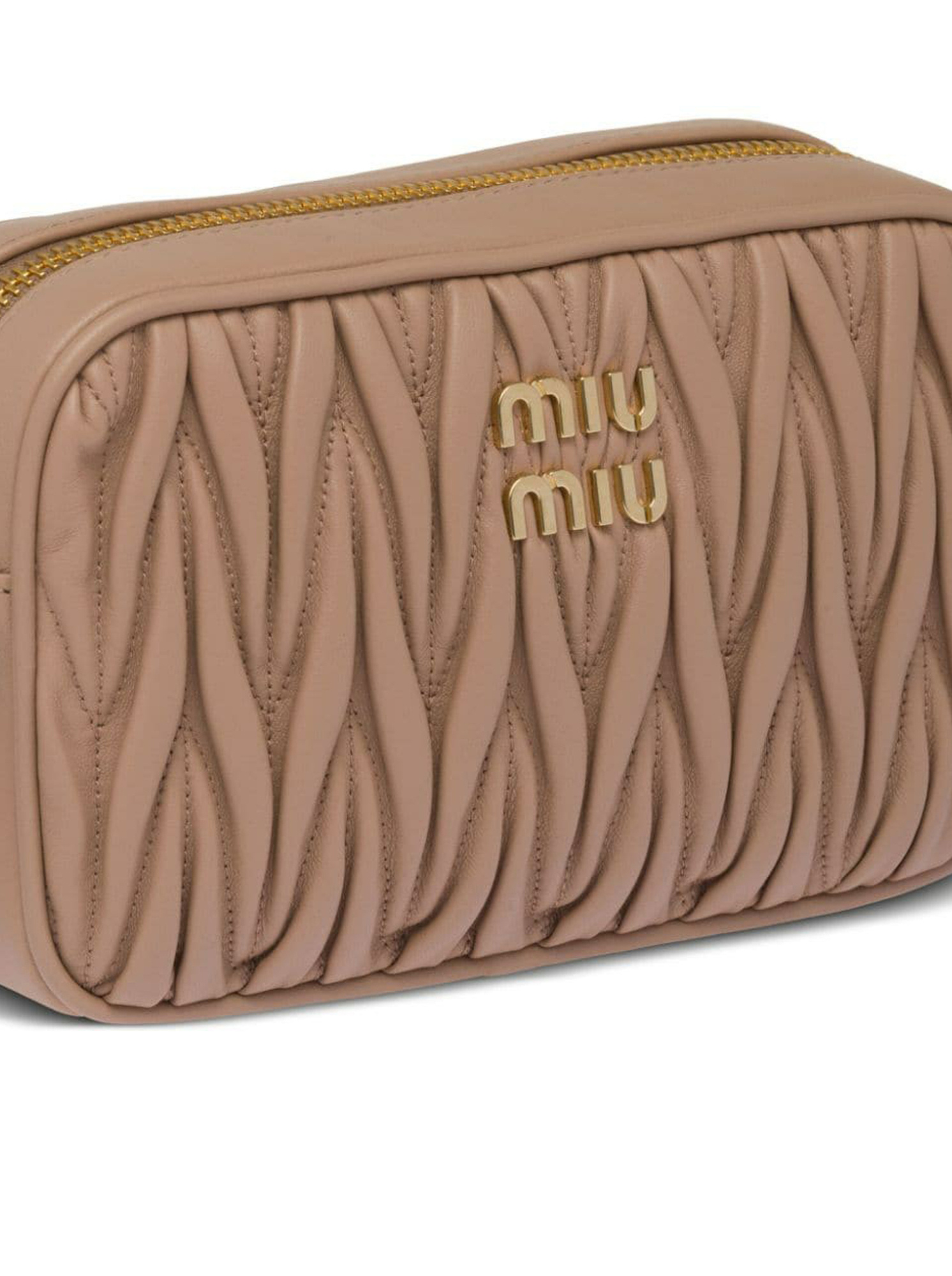 Miu Miu Matelassé Nappa Leather Shoulder Bag In Brown