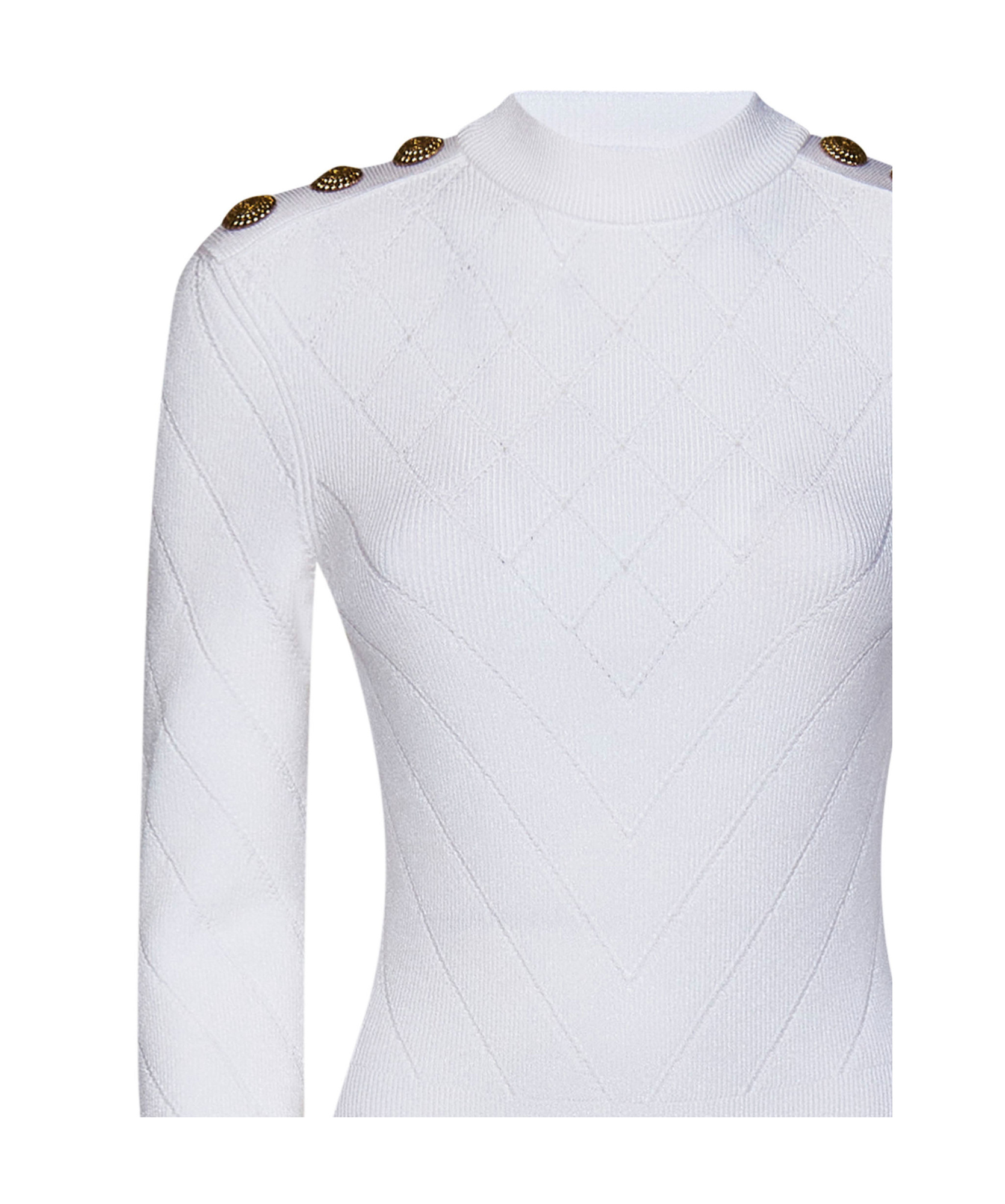 Shop Balmain Ribbed Long-sleeved Bodysuit In White