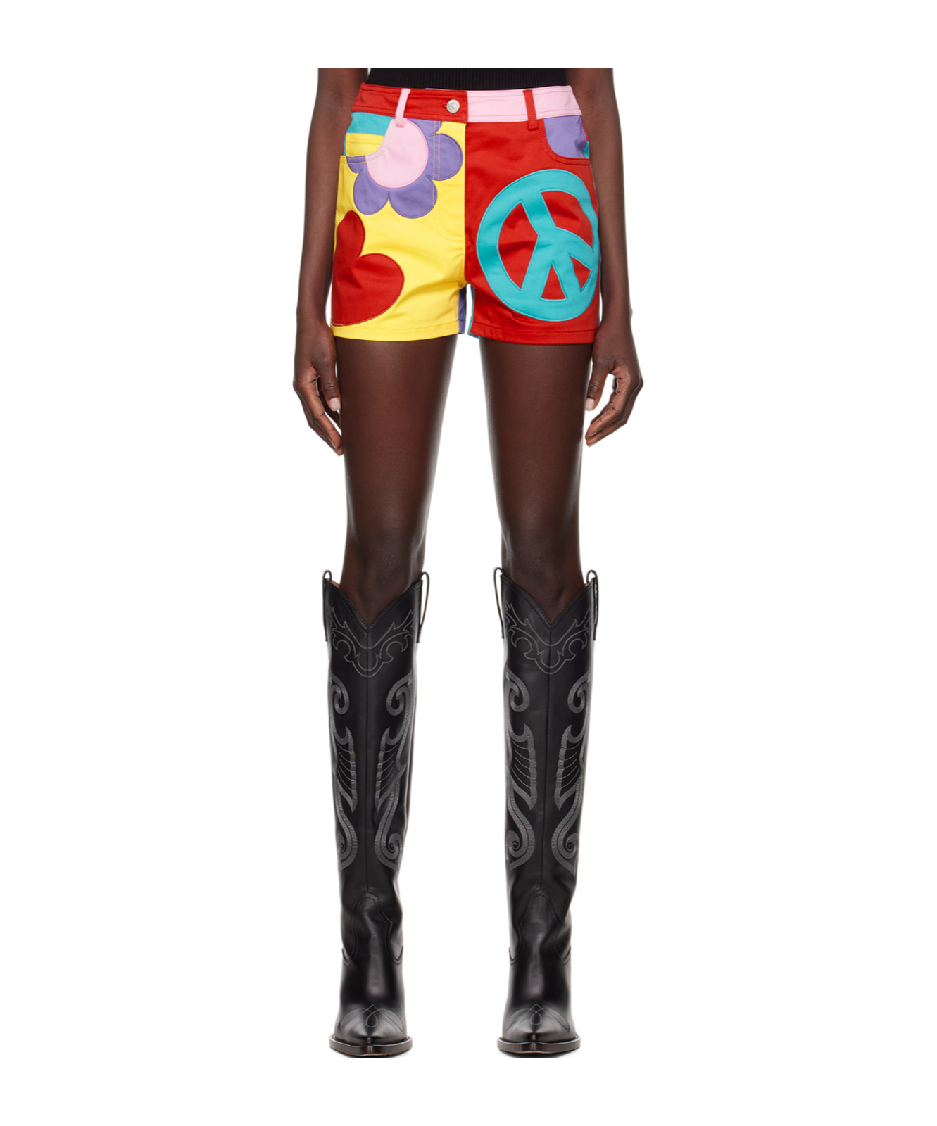 Moschino Cotton Shorts With Playful Floral Patterns In Multicolor