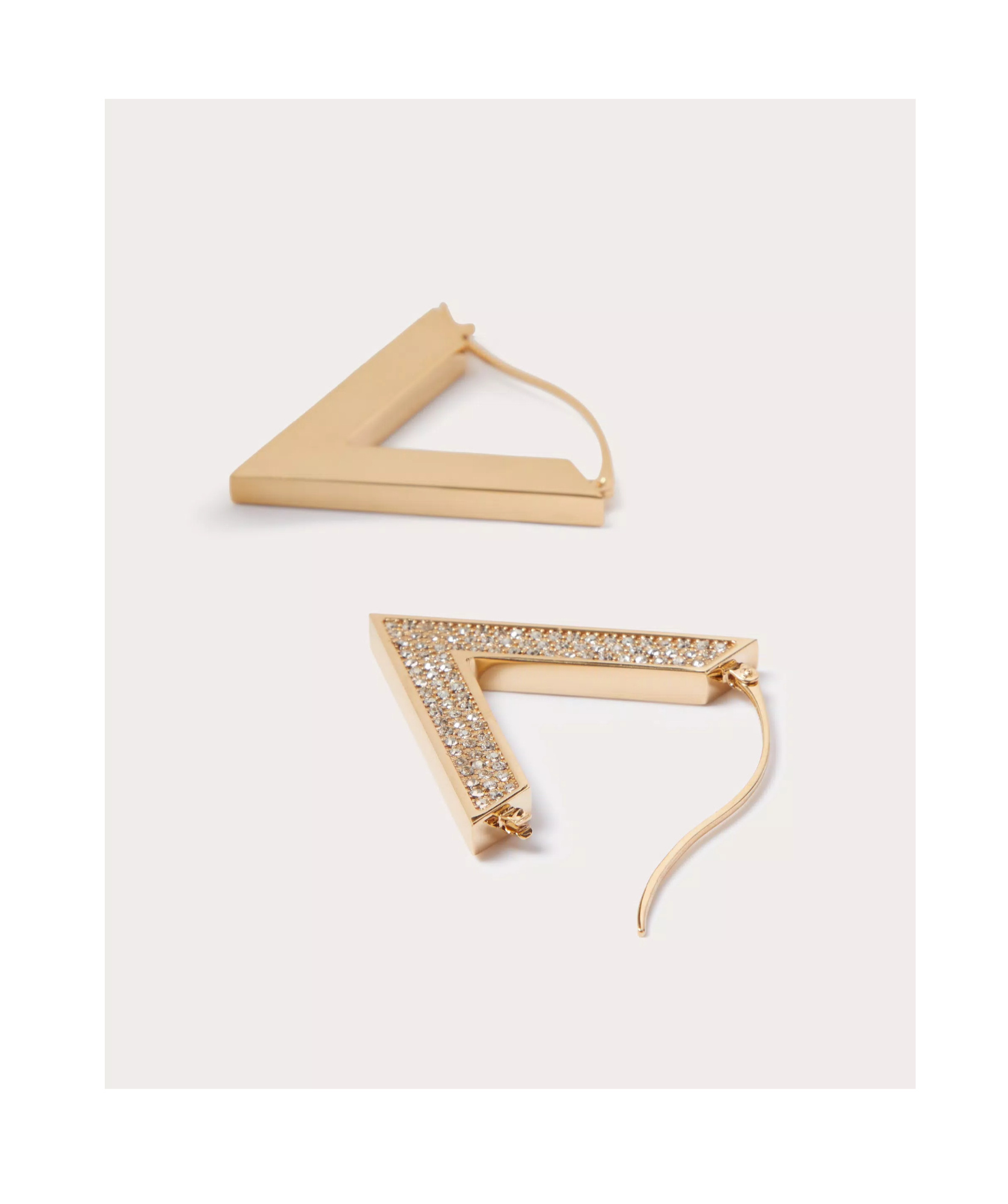 Valentino V Detail Metal And Swarovski Crystal Earrings In Gold