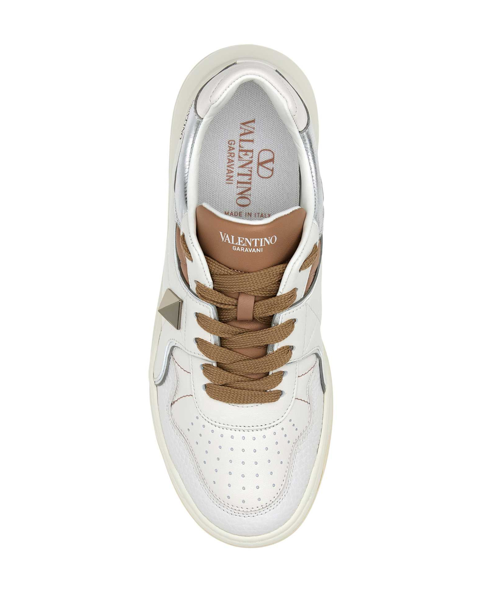 Valentino Multicolor Nappa Leather One Stud Sneakers In White