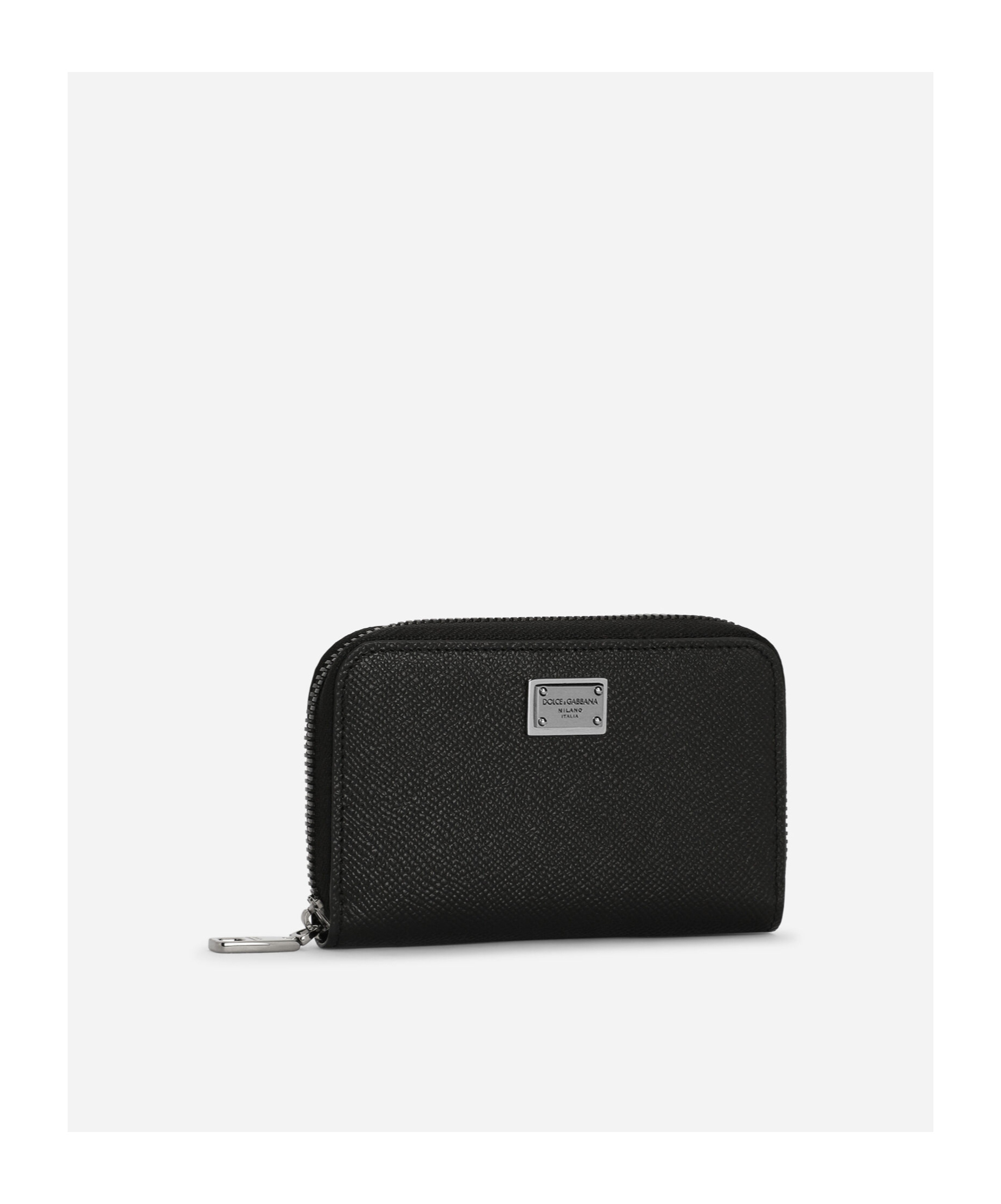 Shop Dolce & Gabbana Logo-plaque Calf Leather Wallet In Black