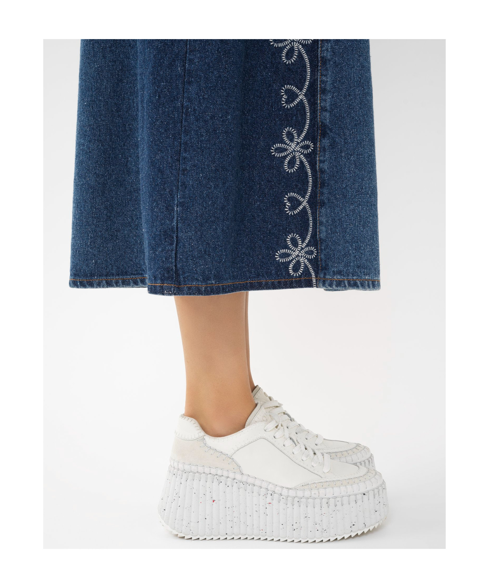 Chloé Baskets Compensées Nama Femme Blanc Taille 37 100% Cuir De Veau In White