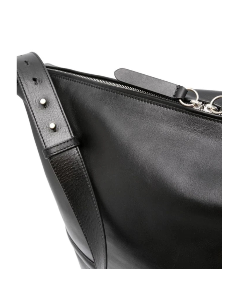 Dries Van Noten Logo Litchi Striped Shoulder Bag In Black
