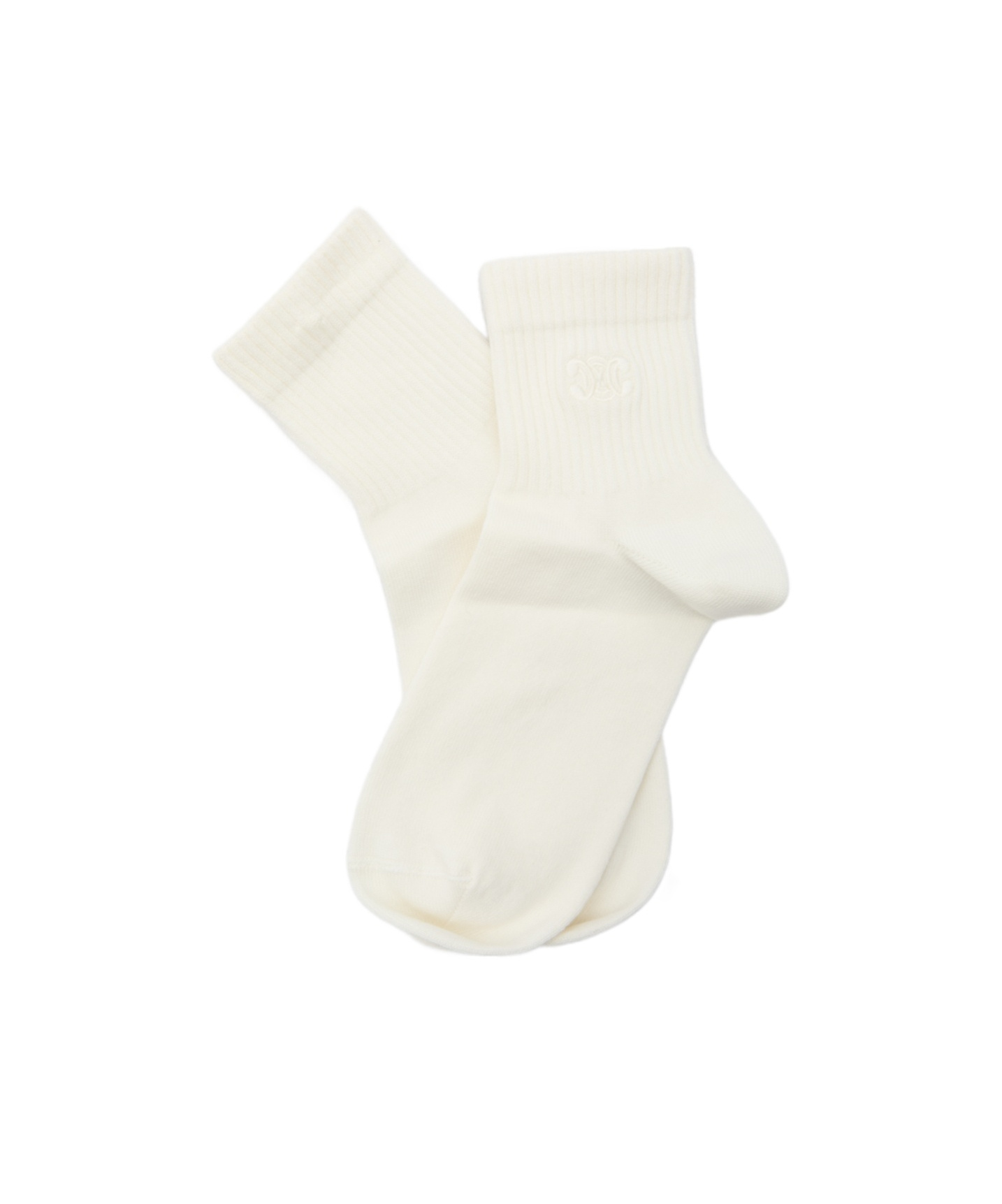 Celine Triomphe Rib Socks In Nude
