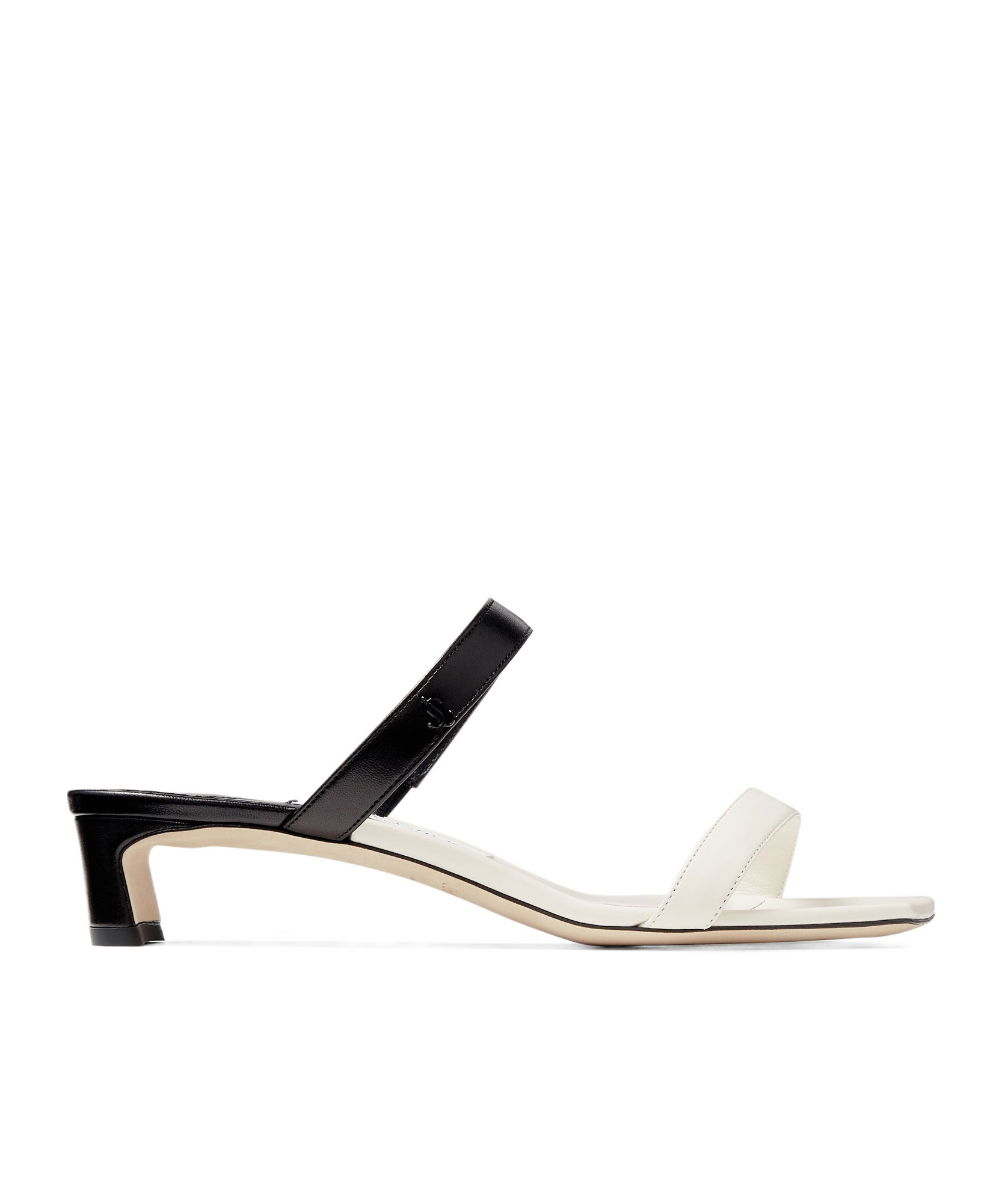 Jimmy Choo Kyda Bicolor Dual-band Slide Sandals In White