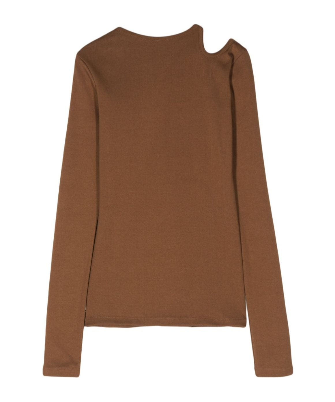 Low Classic Brown Curve Hole Long Sleeve T-shirt In Brown