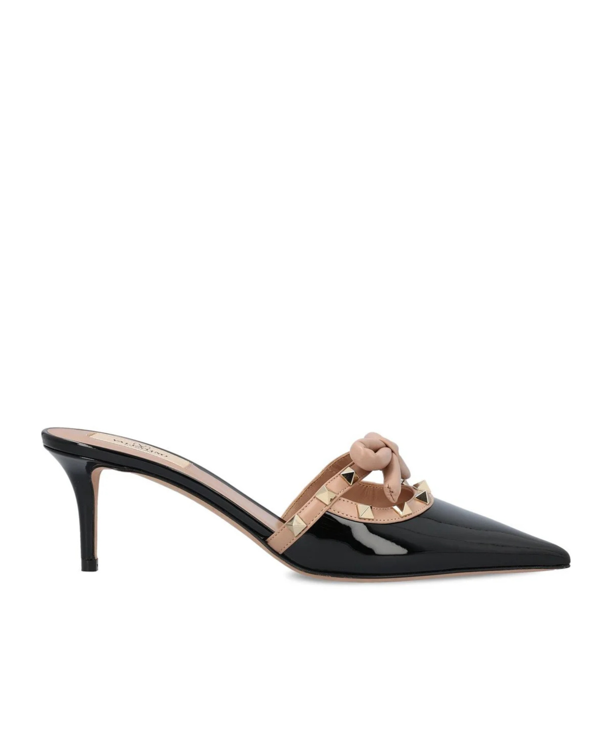 Shop Valentino Rockstud 60mm Patent-leather Mules In Black