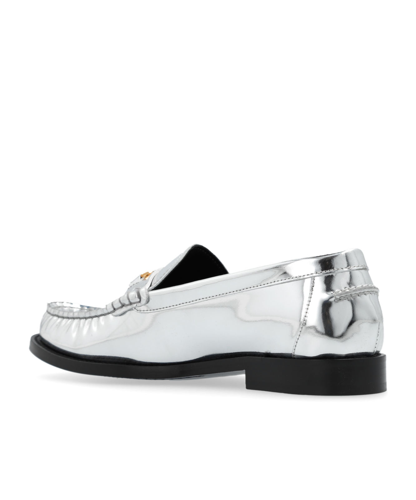 Versace Chain Detail Loafers With Metallic Finish In White