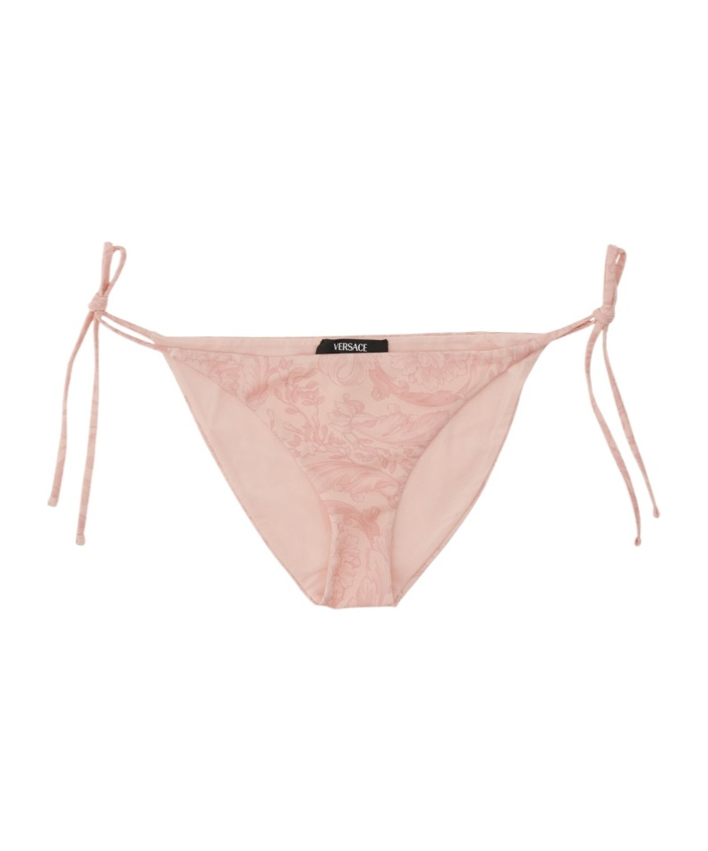 Versace Barocco-print Bikini Bottom In Pink