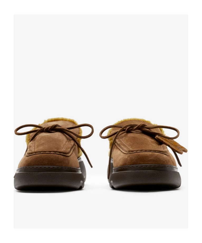 Burberry Stony Shearling-trim Suede Slippers In Black