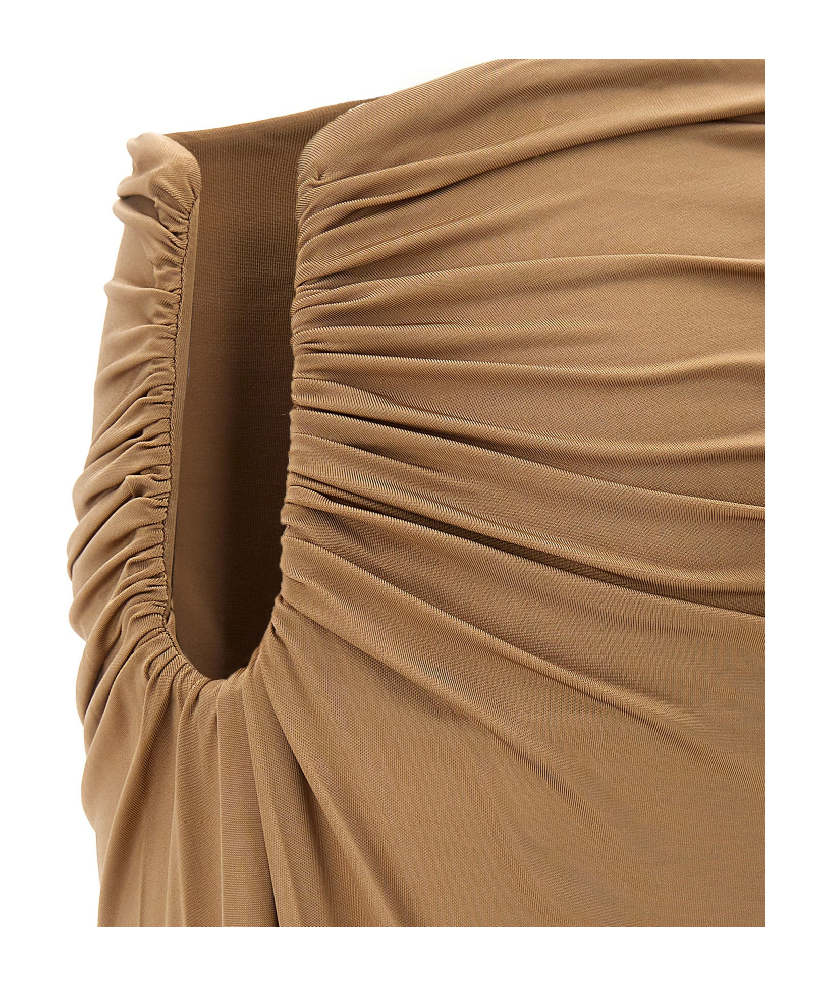 Shop Magda Butrym Cut-out-detailed Ruched Maxi Skirt In Brown