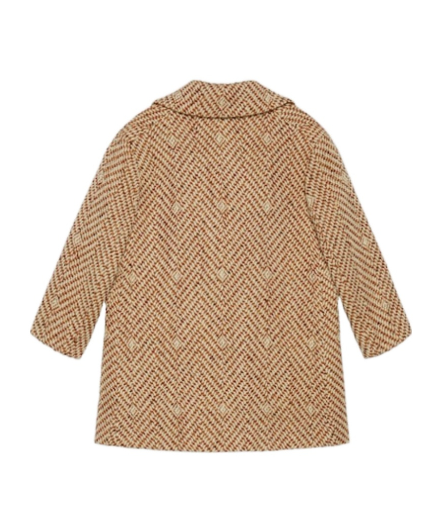 Gucci Double-breasted Square G Chevron Coat In Nude