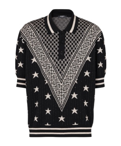 BALMAIN STAR PATTERN POLO SHIRT