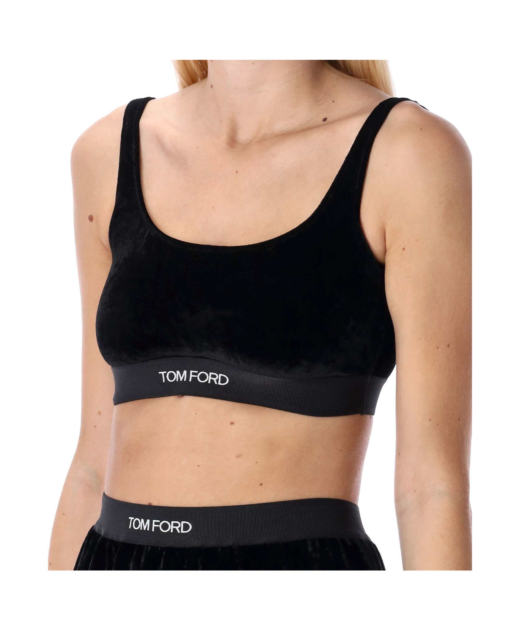 Tom Ford Stretch Lustrous Velour Signature Bralette Clothing In Black