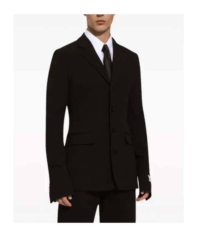 Dolce & Gabbana Single-breasted Cotton-blend Blazer In Black