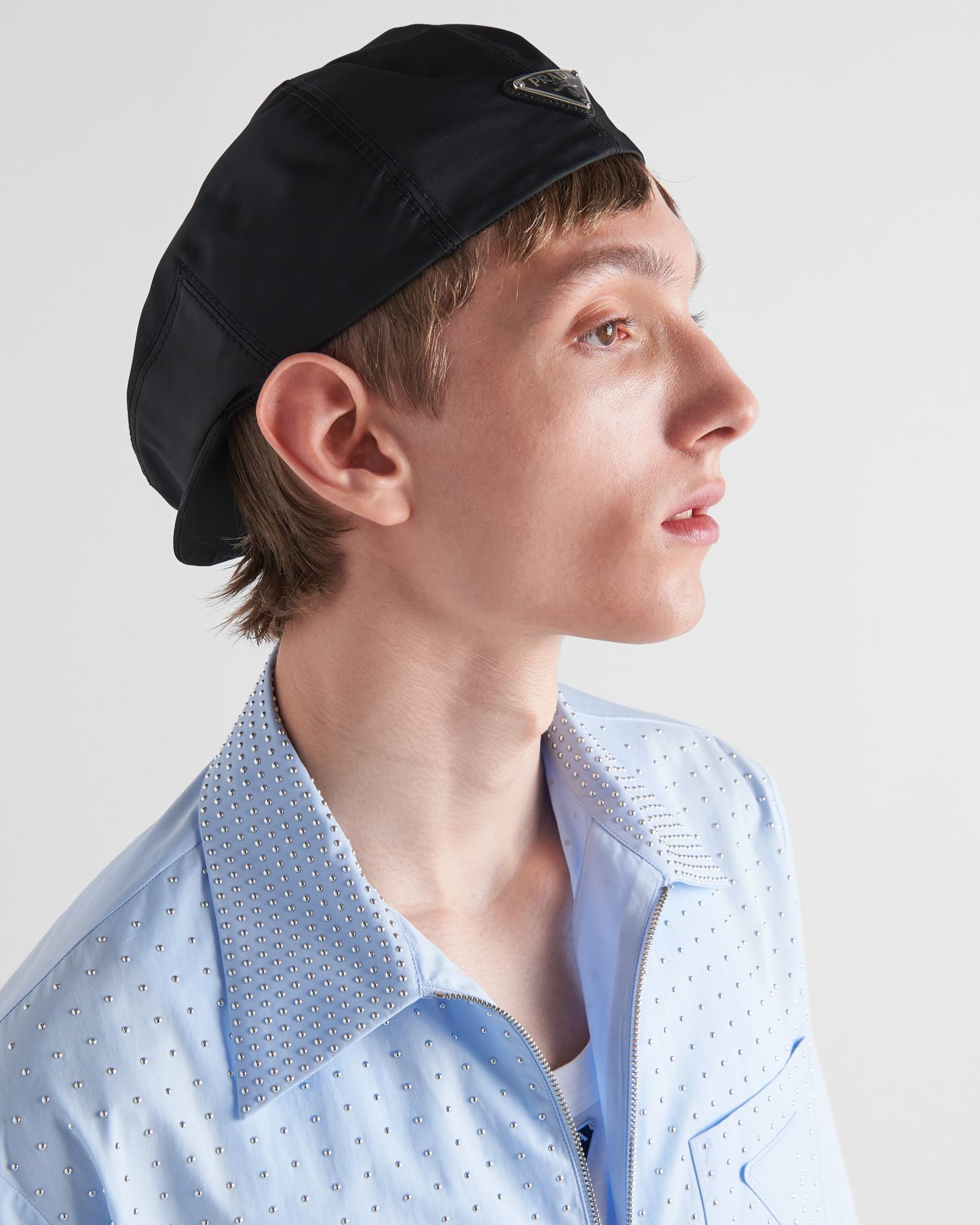 Prada Re-nylon Flat Cap In Black